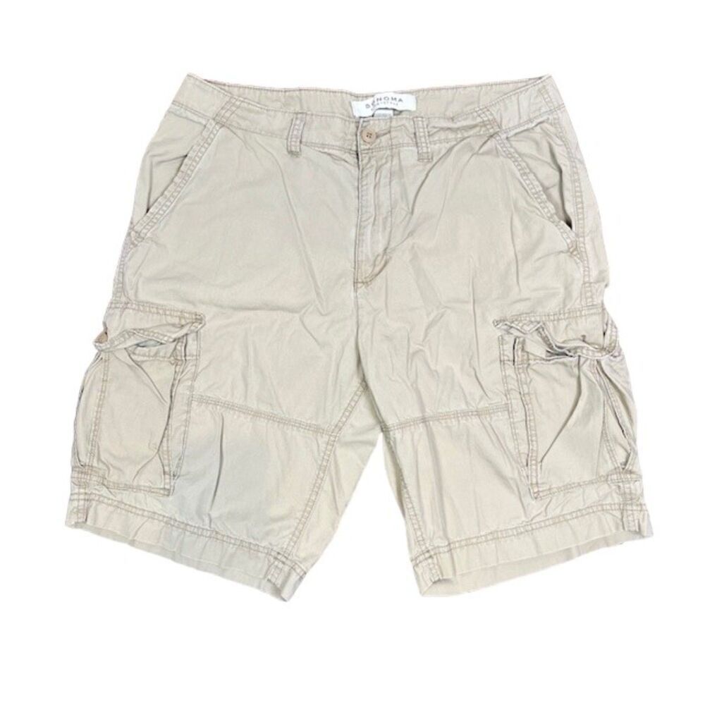 Sonoma Men's Khaki Beige Tan Carpenter Cargo Shorts Size 34